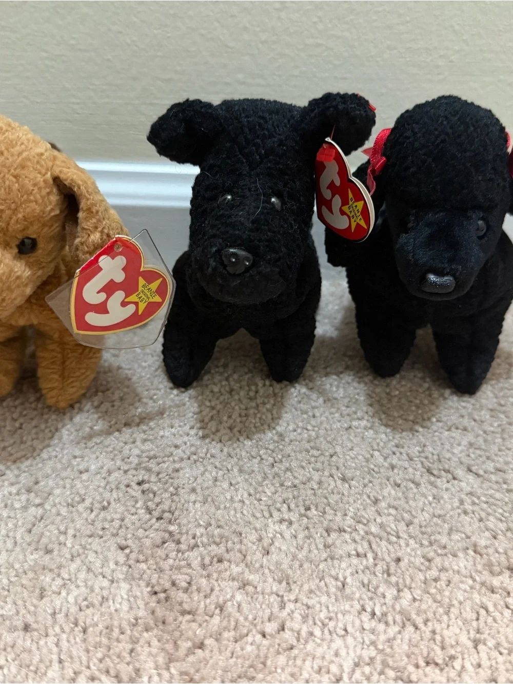 Vintage Ty Beanie Babies Dog Lot of 3 - Tuffy, Scottie, Gigi Black Poodle